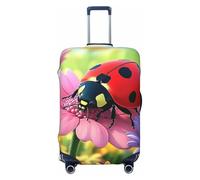 Copertura elastica per valigie da viaggio con stampa di coccinelle e fiori sette stelle, antigraffio, Nero , M