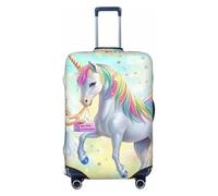 Copertura elastica per valigie da viaggio con stampa di unicorno, anti-graffio, Nero , L