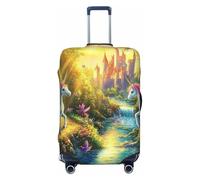 Copertura elastica per valigie da viaggio, con stampa di unicorno, antigraffio, Nero , L