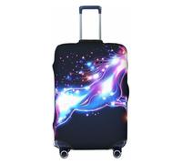 Copertura elastica per valigie da viaggio, con stampa di unicorno, antigraffio, Nero , L