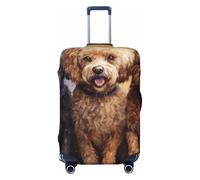 Copertura elastica per valigie da viaggio con tre cani soffici, stampa antigraffio, Nero , L