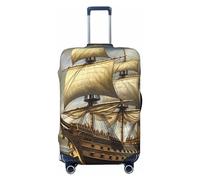 Copertura elastica per valigie da viaggio, motivo: nave dell'età della scoperta, alla moda, adatta per bagagli da 45,7 a 81,7 cm, Nero , XL, Valigia