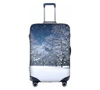 Copertura elastica per valigie per bagagli con stampa invernale neve che cade nel parco per adulti, bianco, S