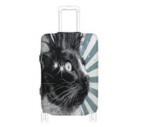 Copertura elastica per valigie, resistente ai graffi, adatta per valigie da 45-81 cm, punk cat cool nero, L 26-28 in