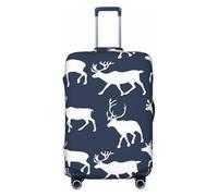 Copertura estetica per bagagli da viaggio con renna alce blu navyblue - Elasticità coperture per valigie protezione per bagagli 45-81 cm, Nero , L