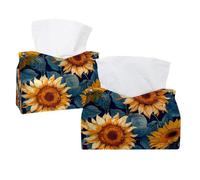 Copertura estetica per scatola di fazzoletti con motivo vintage di girasoli, porta fazzoletti rettangolare decorativo per il viso, dispenser per tovaglioli per bagno, cucina, tavolino da caffè auto
