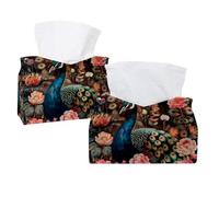 Copertura estetica per scatola di fazzoletti, motivo pavone con fiori, porta fazzoletti rettangolare decorativo per il viso, dispenser per tovaglioli, per bagno, cucina, tavolino da caffè, auto