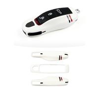 Copertura FOB chiave per Porsche Macan Panamera 911, Torna a chiave della catena Copertura per Porsche Cayenne 718 Accessori Cayman Boxster (Traccia modello - Bianco)