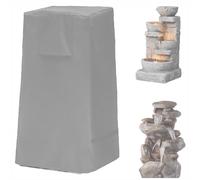 Copertura Fontana Giardino, 600D Oxford antipolvere resistente alle intemperie protettiva cerniera coulisse, Adatta alla inverno Cascata delle fontane Pietre impilat (Gray,46.5 * 46.5 * 84cm)