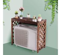 Copertura for aria condizionata, Rack for aria condizionata in legno, Supporto for fiori da esterno, Carbonizzazione/Impermeabile, Ispessimento del pannello superiore/Design della griglia laterale ( S