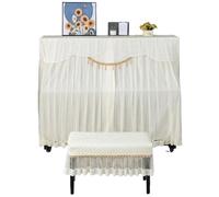 Copertura for pianoforte ricamata for sgabello in tessuto ispessito for Panno protettivo lavabile for domestico(Light beige,Double stool cover)