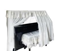 Copertura for pianoforte ricamata in pizzo bianco, doppio strato di garza, custodia protettiva for, cuscino for sgabello rivestito for Per Pianoforti(147-150cm)