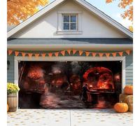 Copertura gotica per porta del garage della taverna infestata, grandi decorazioni di Halloween per interni ed esterni, decorazione per feste autunnali, 390 x 180 cm