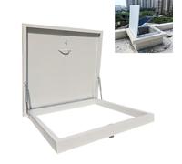 Copertura impermeabile bianca per porta di accesso per soffitta con telaio in alluminio, leva idraulica e maniglia, coperchio zincato (50 x 70 cm) per uscite sicure in cantina