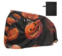 Copertura impermeabile della bici della zucca gialla di Halloween con fori di bloccaggio Anti polvere pioggia neve UV Storage Copertura della bici elettrica adatta per la maggior parte dei fondi para