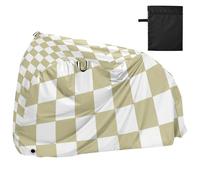 Copertura impermeabile gialla e bianca a quadri americani per bici con fori di bloccaggio anti polvere pioggia neve UV Storage cyclette copertura adatta per la maggior parte dei capa para motocicleta