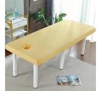 Copertura impermeabile gialla per tavolo 70 x 190 cm, lenzuolo con angoli con foro per il viso, corda elastica, copertura per salone di bellezza per tavoli da massaggio, resistente ed elegante