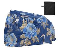 Copertura impermeabile giapponese per gru a fiori blu per bici con fori di bloccaggio anti polvere, pioggia, neve, UV, copertura per bici da strada adatta per la maggior parte dei capa para moto