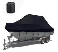 ELVONS Copertura Impermeabile per Barche, 210d Resistente alla Polvere E Ai Raggi UV Telo per Gommone con Tasca Portaoggetti Telo Copri Gommone 11-27 Piedi,Nero,25~27ft(1010cm*590cm)