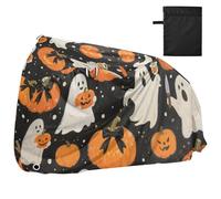 Copertura impermeabile per bici a forma di zucca gialla di Halloween con fori di bloccaggio anti polvere pioggia neve UV Storage Road Bike Cover adatta per la maggior parte dei cobertor para