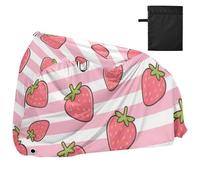Copertura impermeabile per bici con frutta e fragola a righe rosa bianche con fori di bloccaggio anti polvere pioggia neve UV Storage cyclette copertura adatta per la maggior parte dei fondi per
