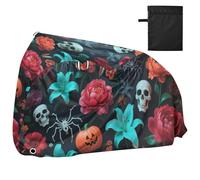 Copertura impermeabile per bici con teschio di zucca gialla di Halloween con fori di bloccaggio anti polvere pioggia neve UV Storage Mountain Road Bike elettrica copertura adatta per la maggior parte