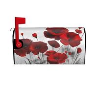 Copertura impermeabile per cassetta postale, con papavero rosso, copertura magnetica per la decorazione della casa e del giardino, dimensioni 64,8 x 53,3 cm