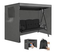Copertura impermeabile per dondolo Hollywood da 2/3/4 posti, con 2 cerniere, antivento e resistente, colore grigio, 220 x 157 x 220 cm
