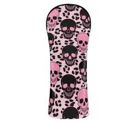 Copertura impermeabile per mazza da golf, motivo teschio leopardato, colore nero e rosa, con targhetta numerica, per conducente, fairway, legno ibri