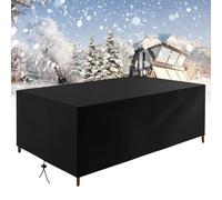 Copertura impermeabile per mobili da giardino, 155 x 95 x 68 cm, in rattan, divano, tavolo e sedie, in tessuto Oxford 420D, antipolvere, anti-UV, resistente agli strappi, nero