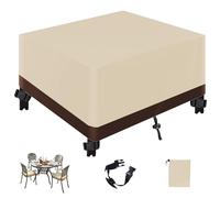 Copertura impermeabile per mobili da giardino 420D, rettangolare, anti-UV e antivento, per tavolo e sedie da patio esterno, beige/marrone, 215 x 132 x 72 cm