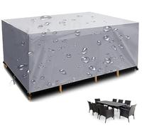 Copertura impermeabile per mobili da giardino 600D, resistente, 300 x 200 x 100 cm, protezione rettangolare resistente ai raggi UV, con coulisse, colore nero