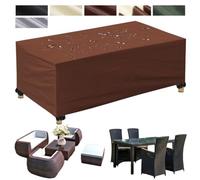 Copertura impermeabile per mobili da giardino, protezione per tavolo e sedie da esterno, materiale Oxford 420D, marrone, 180 x 150 x 80 cm, resistente per tutte le condizioni atmosferiche