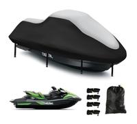Copertura impermeabile per moto d'acqua, 420D, resistente, con 2 prese d'aria di grado marino, resistente ai raggi UV, per Yamaha, Seadoo, Kawasaki, Waverunner Polaris da, 320-343cm (argento)