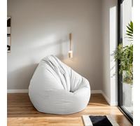 Copertura impermeabile per pouf da esterno, grande, rotonda, beige, morbido, con tessuto tecnologico, senza fodera o imbottitura, perfetto per soggiorno e camera da letto, 120 x 140 cm