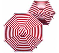 Copertura Impermeabile Telo di Ricambio per Ombrellone da Giardino 2m 2.7m 3m 6/8 Stecche Durevole Anti-UV Baldacchino per Piscina Terrazza Esterno e Cortile(Red and white,2.7m/9ft-6ribs)