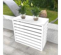 Copertura in alluminio per condizionatore d'aria, Copertura for condizionatore d'aria in alluminio, schermo for la privacy da esterno, multicolore, dimensioni multiple(White With Top,110x60x80cm)