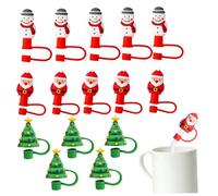 Copertura in paglia, copertura in paglia 15 pezzi punte silicone a tema natalizio per topper riutilizzabile carino antipolvere da 6-8 mm per forniture per feste di Na