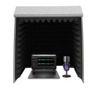 Copertura insonorizzata da scrivania da 60 cm, cabina vocale portatile con pannello spesso 12 mm, moderna cabina di registrazione vocale quadrata per case, sale giochi (grigio + nero)