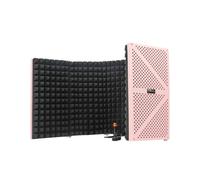 Copertura insonorizzata for microfono portatile, cabina acustica pieghevole da tavolo a 5 pannelli for la registrazione di musica, for esercitazioni in studio a casa(Pink)