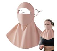Copertura integrale da donna, anti UV, multifunzionale, in seta di ghiaccio, protezione UV, protezione per il viso, protezione per il collo, con foro per bere, traspirante, lavabile, cinghie per le