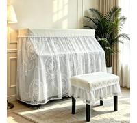 Copertura integrale in pizzo per pianoforte verticale e panca stile europeo | Design con apertura centrale, per la maggior parte dei pianoforti verticali copertura per pianoforte(A,DOUBLE CHAIR COVER)
