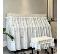 Copertura integrale in pizzo per pianoforte verticale e panca stile europeo | Design con apertura centrale, per la maggior parte dei pianoforti verticali copertura per pianoforte(D,DOUBLE CHAIR COVER)