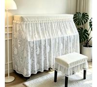 Copertura integrale in pizzo per pianoforte verticale e panca stile europeo | Design con apertura centrale, per la maggior parte dei pianoforti verticali copertura per pianoforte(B,DOUBLE CHAIR COVER)