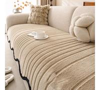 Copertura Invernale per Divano Resistente ai Gatti, Velluto Morbido e Pelliccia Sintetica di Coniglio, Protettore Impermeabile Antiscivolo per Divani 2-3 Posti, Mo Coffeebrown 110*110cm/43.31*43.31in