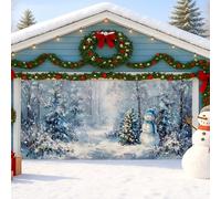 Copertura invernale per porta del garage con pupazzo di neve, blu invernale per il paese delle meraviglie grande, decorazioni per porte del garage, decorazione per interni ed esterni, sfondo per feste