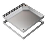 Copertura invisibile per scarico in acciaio inox con base per cortile e strada, 30 x 30 cm, soluzione di drenaggio resistente, resistente alle intemperie