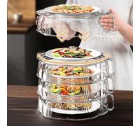 Copertura isolante per alimenti da cucina con plastica trasparente pieghevole e protezione multistrato antipolvere, adatta per verdure, frutta e pasti (due strati)