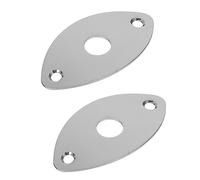 Copertura Jack Chitarra Elettrica e Basso a Occhio di Gatto 2 Pezzi | Lega di Zinco, Argento, per Sostituire Vecchio Coperchio, Forma Cat-eye, Accessorio Hardware