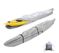 Copertura Kayak 210D Oxford Impermeabile - Telo Protettivo Antipolvere, Antivento E Traspirante Con Elastico Regolabile, Universale Per Kayak Gonfiabile, Barca E Canoa-Gray||5.5 m/18ft